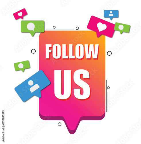 Follow Us Social Media Engagement Bubble