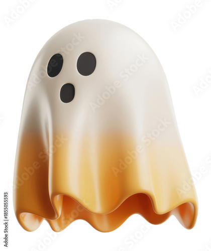 Cute 3D Ghost with Black Eyes and Orange Gradient for Halloween Decorations