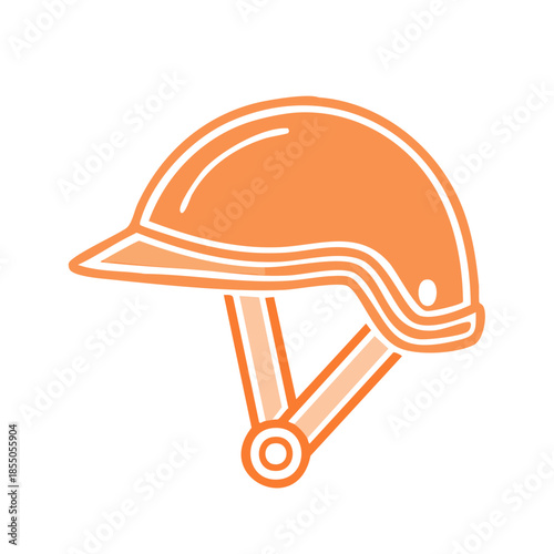 Orange helmet icon for safety, sports or transportation usage in digital designs