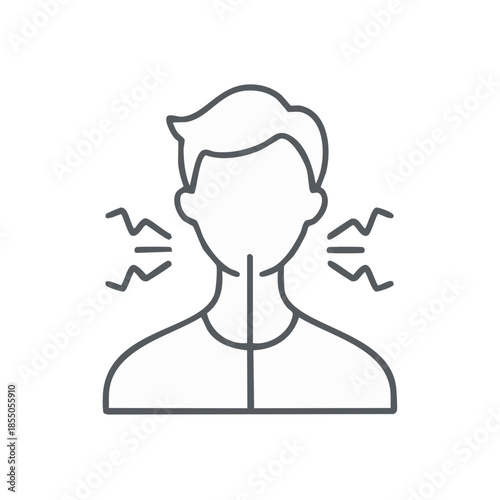 Coughing Person Thin Line Style Vector Icon Respiratory Issues Health Issue