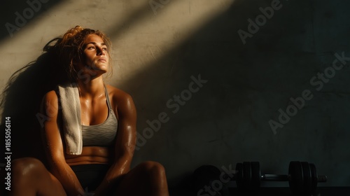 Woman Resting After Intense Gym Workout