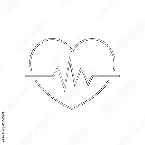 Heartbeat Line Graphic, Heart Rhythm Vector, Medical EKG Heartbeat, Cardiology Symbol, Pulse Trace, Isolated