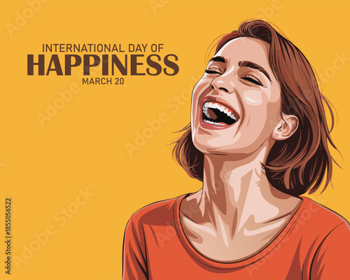 Celebrate International Happiness Day. Poster, banner, card, postcard design.	