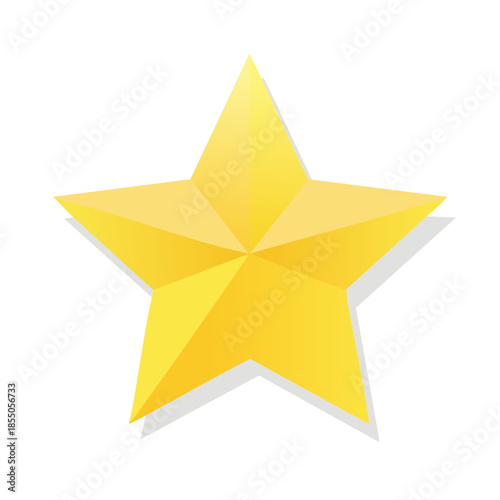 Shiny golden five-pointed star glittering brightly in the light, an isolated decoration or award
