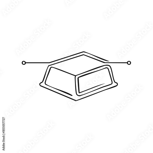 Minimalist line art illustration of a gold bar shape with connector element