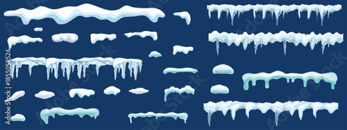 Stylized Melting Snow and Glacial Icicle Shapes Collection.