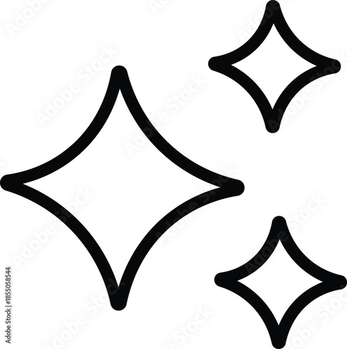 Black line of three white diamond shapes with rounded corners line minimalist