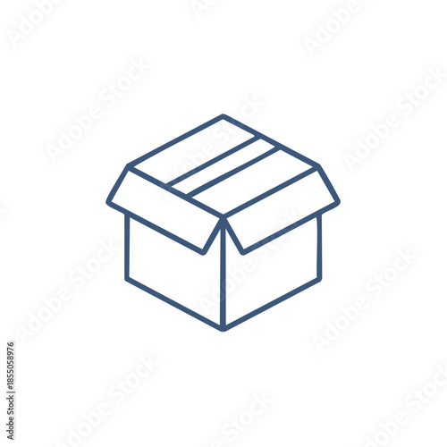 Simple Open Cardboard Box Outline Vector Illustration for Delivery or Storage