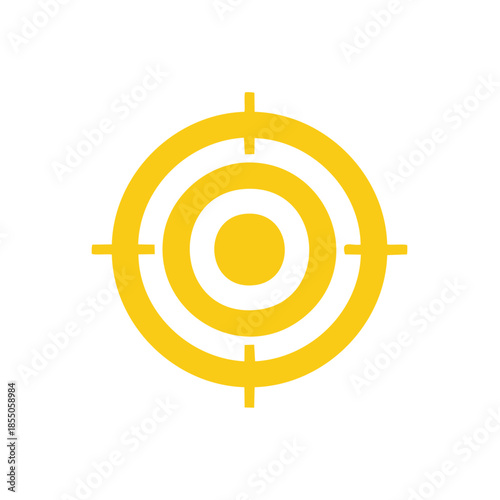 Golden target aiming icon illustration concept for goal achievement with precise focus on accuracy and bullseye, precision in marketing and strategic planning