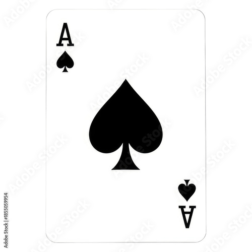 Ace of spades playing card isolated on transparent background