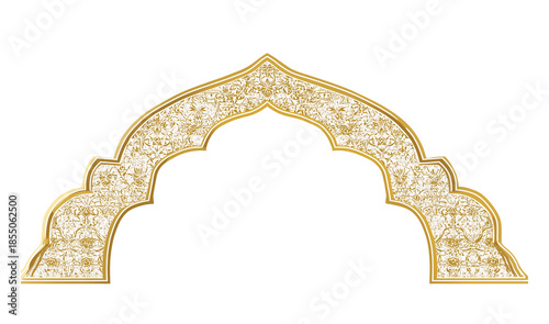 Ornate Golden Archway with Intricate Patterns isolated on a transparent background 1