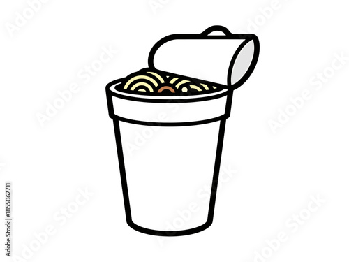 Instant Noodle Cup Meal with Lid Open