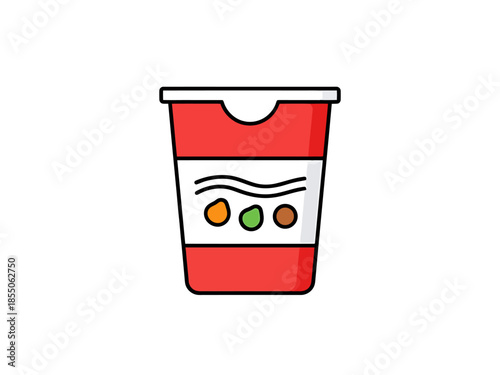Simple Line Art of a To Go Food Container with Label