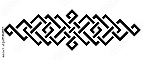 Geometric interlaced black border divider. Vector illustration