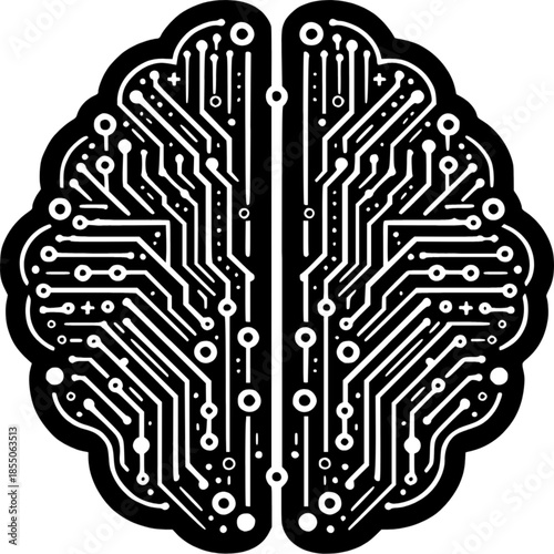 Brain Circuitry: A striking visual representation of the human brain, depicted as a complex circuit board, symbolizing intelligence and the digital age. 