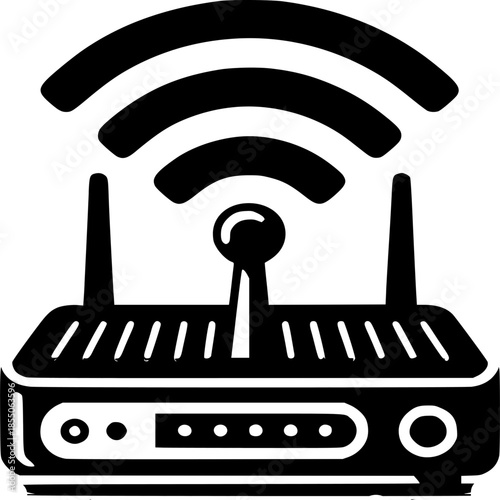 Wireless Router Icon: A graphic representation of a wireless router, symbolizing connectivity and network access in a digital world.