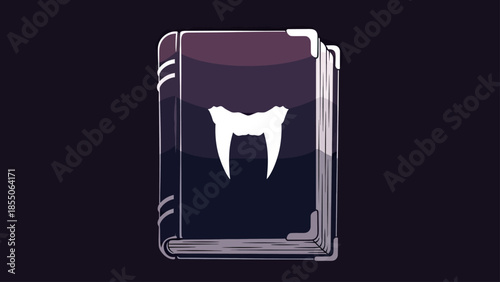 Vampire Book Icon: Dracula's Grimoire with Fangs and Gothic Cover