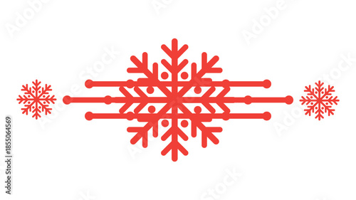 Red festive winter, Snowflake Divider for Christmas and Minimalist Winter Design