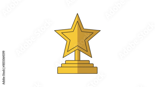 Golden star trophy award on white background, representing success and achievement