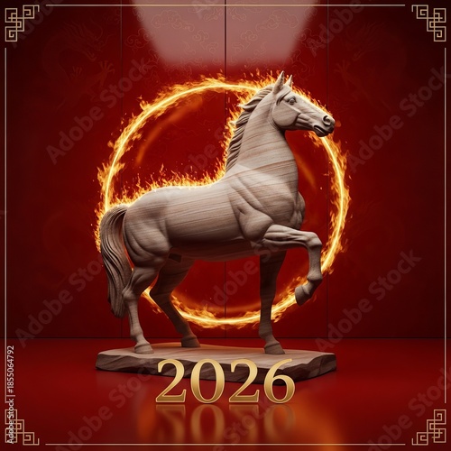 Year of the Fire Horse 2026 luxury zodiac horse statue with fiery core