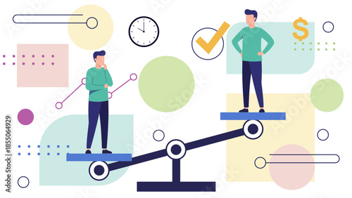 Two People on Balance Scale Representing Decision Making and Choice Comparison