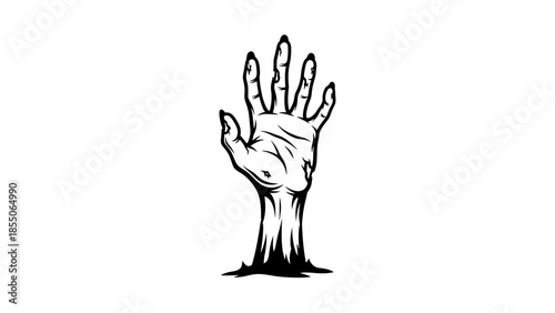Emerging Hand from Ground, Horror, Zombie, Spooky, Black and White