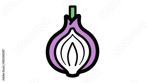 Red Onion Half Cut Slice Icon Vector Illustration Simple Flat Design