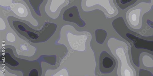 Abstract grayscale topographic contour map with soft, rounded shapes and subtle blue outlines, offering a visually appealing and organic texture for creative backgrounds and design projects