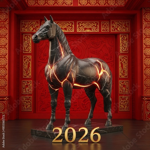 Year of the Fire Horse 2026 luxury zodiac horse statue with fiery core