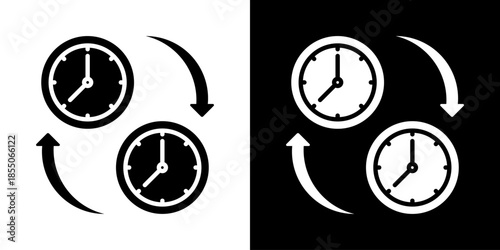 Time Change Icon Set Vector Collection Isolated In Black And White