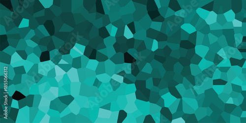 Geometric mosaic pattern in vibrant teal and deep blue hues, composed of irregular polygonal shapes creating a modern, abstract, and crystalline visual effect
