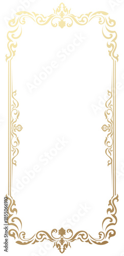 Vintage Thai style frame, print element, website decoration, luxurious gold line design.