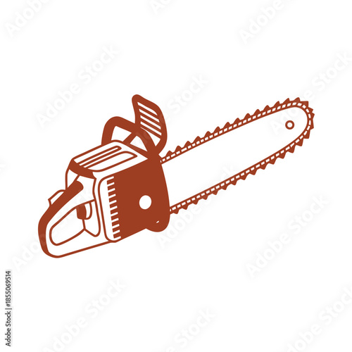 Brown chainsaw with sharp teeth and handle tool