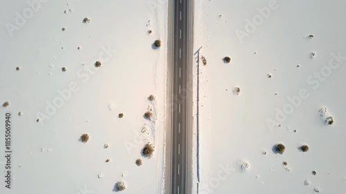 Drone Top-Down Shot of White Desert Minimal Highway