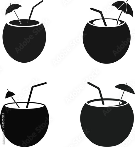 Coconut cocktail vector coconut cocktail silhouette