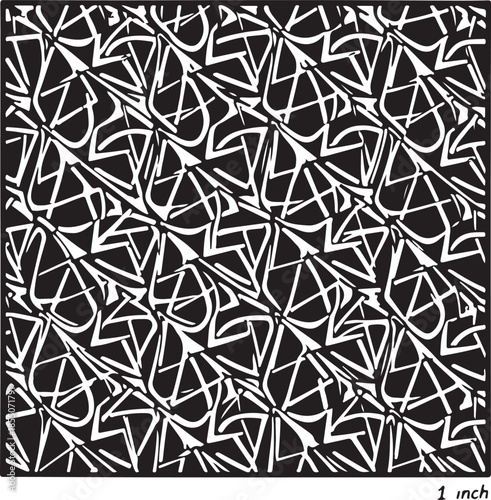 Abstract white graffiti pattern on black background