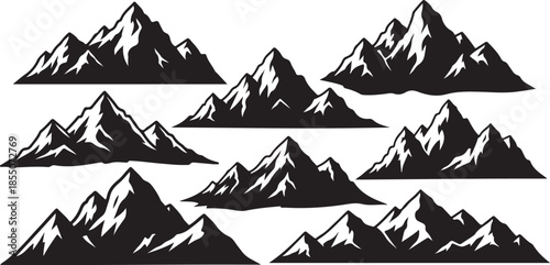 Mountain Range Logo Collection

Minimal Alpine Mountain Silhouettes Set

Outdoor Mountain Peak Icons Bundle