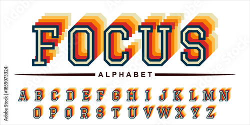 Focus Alphabet - Retro Layered Text Effect