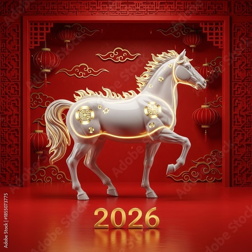 Contemporary fire horse 2026 oriental decor artwork