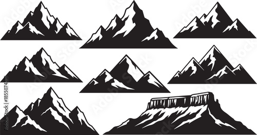 Mountain Range Logo Collection

Minimal Alpine Mountain Silhouettes Set

Outdoor Mountain Peak Icons Bundle