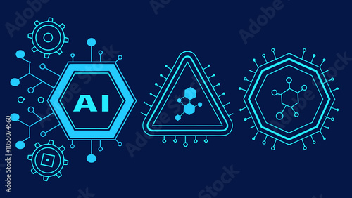 Four diverse professionals collaborating on futuristic digital interface in vibrant neon workspace