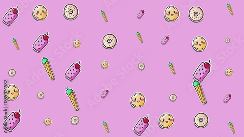 Displays cartoon food items perfect for menus, recipe cards, food blogs, and social media posts. Colorful and appetizing illustrations for creative projects.