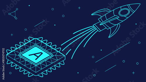 Futuristic low-poly wireframe cityscape with glowing nodes and geometric structures at dusk