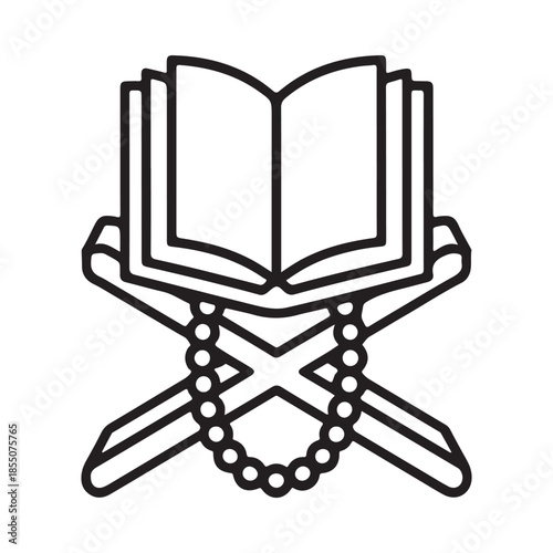 An open book with a rosary and swords a symbolic illustration