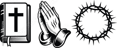 Sacred Christian Symbols Representing Faith, Prayer, Devotion and the Sacrifice of Jesus Christ