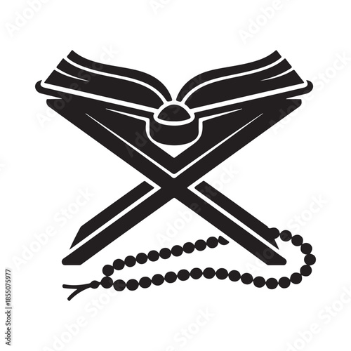 An open holy book with prayer beads a symbol of faith and devotion