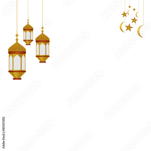 Ramadan Mubarak Lantern Decorative Vector Background. Arabic traditional islamic eastern lanterns garland