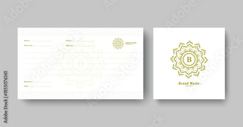 Elegant Decorative Mandala Letter B Business Stationery Template Set Design