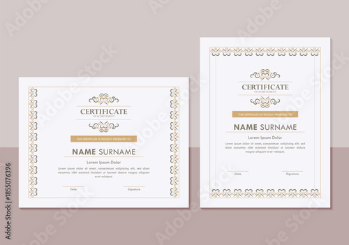 Elegant Decorative Certificate Template with Ornamental Border for Formal Recognition Document