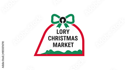 Christmas Market Logo with Bow and Bell Shape